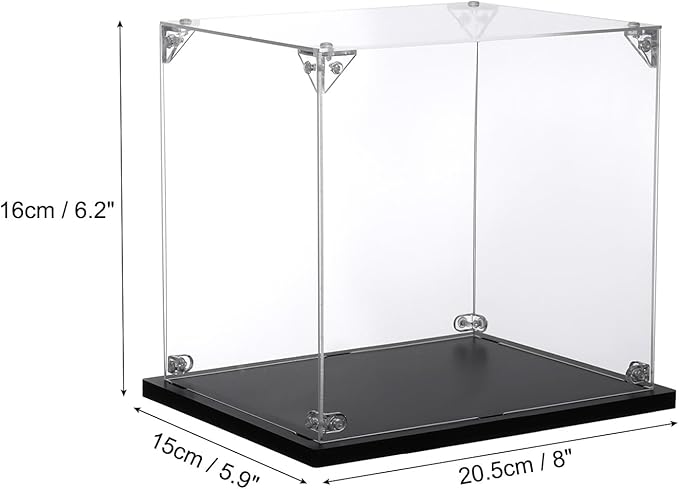 MECCANIXITY Acrylic Display Case, 8x6x6 Inches Clear Display Box Assemble Dustproof Display Box Storage Organizer for Collectibles Action Figures