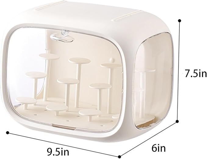 Display case for Figures with Light Adjustable Display Stand Clear Acrylic Display Box with Door Dust and Moisture Proof Suitable for Lego Collectibles Action Figures Pop Mart (Cream)