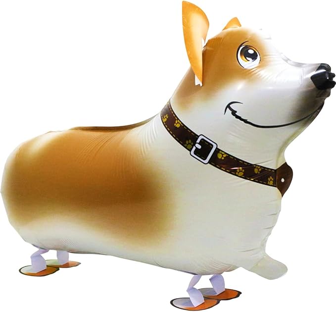 Cute Air Walkers Corgi Balloon Air Walk Pet Animal Doggy Balloon, 4 Pack Walking Corgi Dog Balloons Cartoon Animals Puppy Dog Party Supplies For Birthday Decoration Wedding Baby Shower Bridal Shower
