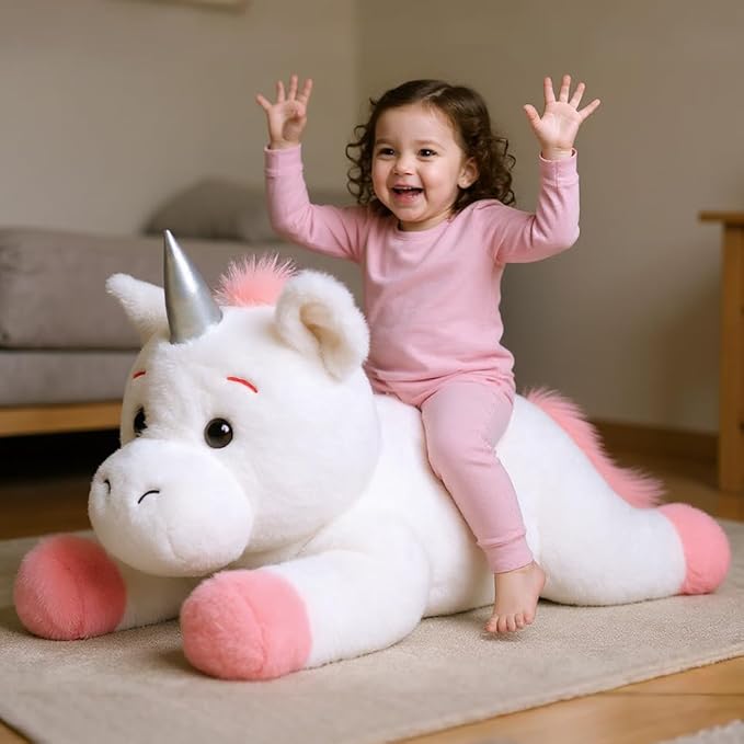 Unicorn Stuffed Animal, Giant 32" Stuffed Plush,Large Soft Plush Unicorn Toy Birthday Holiday Party Gifts for Kids Girls
