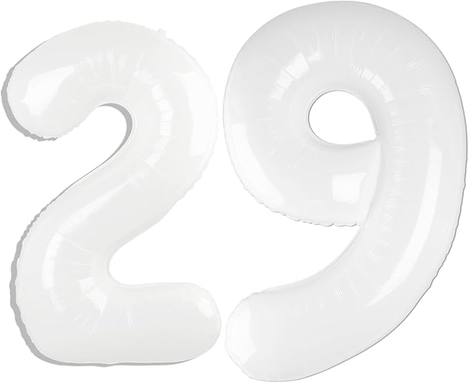40 Inch White Number 29 Digital Balloon,Jumbo Mylar Foil Helium Balloon for 29 Balloons for Birthday Party,Wedding Anniversary Party Decorations