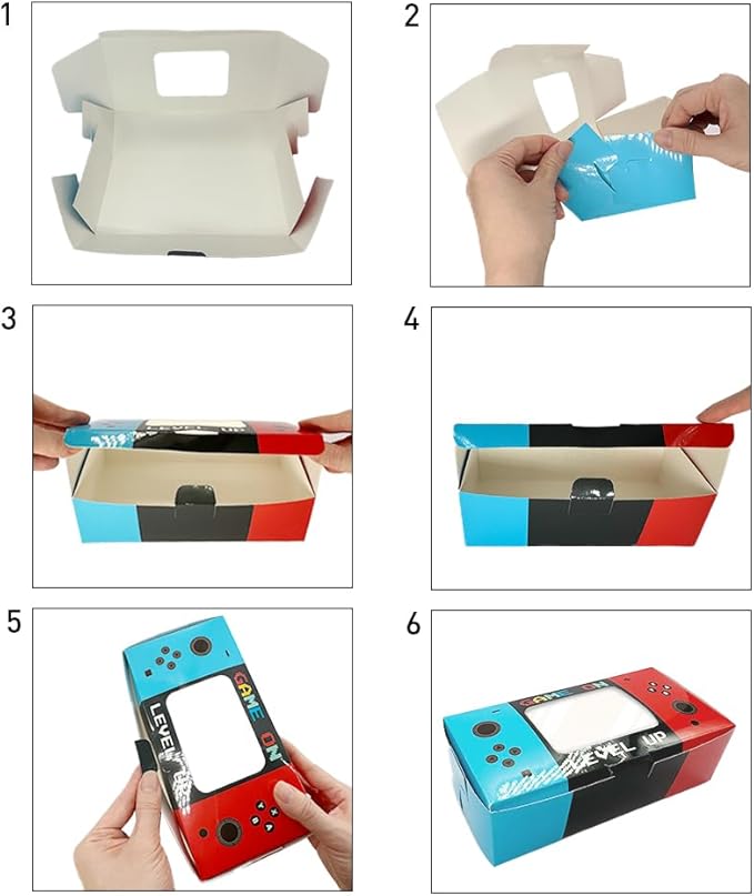 Shescrzionu Video Game Party Favors Boxes 12 PCS-Perfect Gamer Decors Party Favor Boxes with Window, Birthday Decorations Video Game Birthday Decorations Bags Gifts Aa10