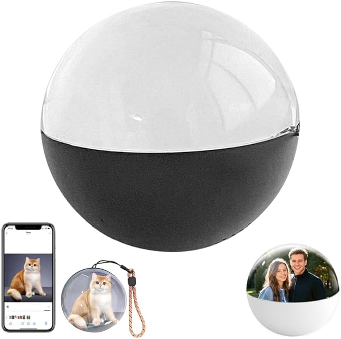 2.7" Crystal Ball Video Player,Memory Orb,Personalized Digital Photo Video Player with Digital & Heartbeat Display,Uploadable Videos & Photos Through Mobile APP,for Anniversary Birthday