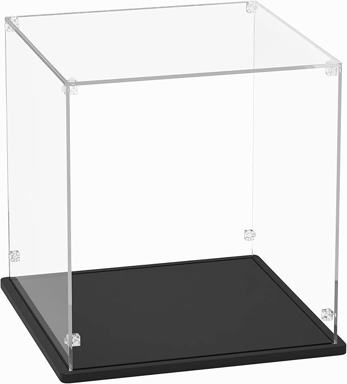 Clear Acrylic Display Case for Basketball, 3mm Thick Inner 11 x 11 x 12 Inches, Solid Wooden Base, Assemble Dustproof Showcase for Basketball Lego Collectibles Action Figures Toys Memorabilia Display