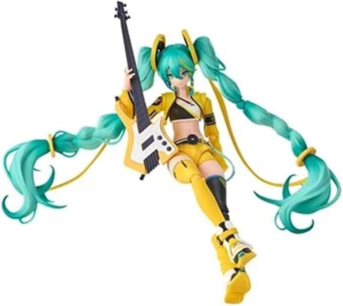 Vocaloid Fantastics Series Hatsune Miku Vivid Echoes Model Kit, Collectible Anime Figure with Microphone Stand, Turquoise Hair, Yellow Outfit