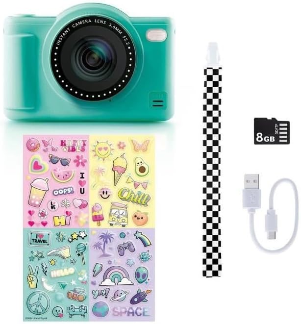 Photo Creator Pop Colour Digital Camera – 32MP Kids Camera with 2.4" Screen, Selfie Lens, Filters, 8GB Memory Card, Video Recording, Flash & Rechargeable Battery | Compact & Customisable