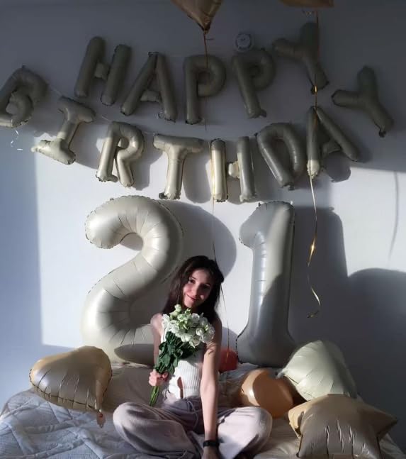 Cream White 1 Number Balloon 40 inch, Number 1 Birthday Balloon for Boy Girl, Cream White Foil One Balloon for 1st 10 11 12 16 18 Birthday Party, Anniversary Celebration Number Balloons Decorations