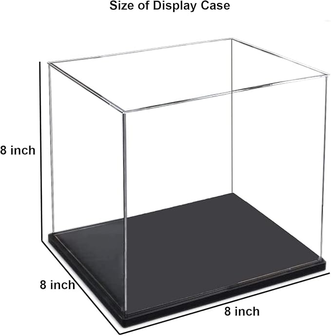 Clear Acrylic Display Case for Toys Collectibles，Assemble Acrylic Box Dustproof Protection Showcase with Black Wood-Plastic Base (8x8x8 inch;20x20x20cm)