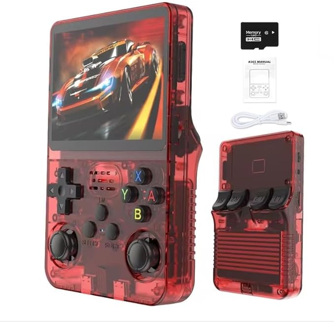R36s 2025 New Retro Handheld Game Console,Handheld Game Console with Built-in 20000+ Games,Support 20+ Emulator,Linux System,3.5” IPS Screen,Portable Mini Emulator for Kids and Adults (Red)
