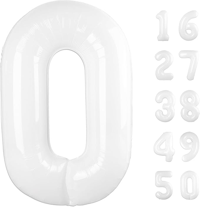 40 Inch Number Balloon White 0 Balloon Party Decorations 10 20 30 40 50 60 Giant Jumbo Foil Balloons 0 Balloon 10 Birthday Boy Girl for Birthday Party