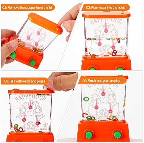 Sumind 10 Pcs Handheld Water Game for Kids Easter Basket Stuffers Mini Water Ring Toss Basketball Hoop Toy 90s Retro Mini Games for Goodie Bag Birthday Return Gifts (Classic Style,Bright)
