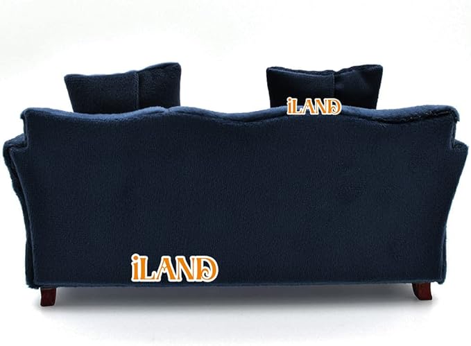 iLAND Modern Dollhouse Furniture on 1/12 Scale of Miniature Sofa for Dollhouse Living Room (Dark Blue Velvet)