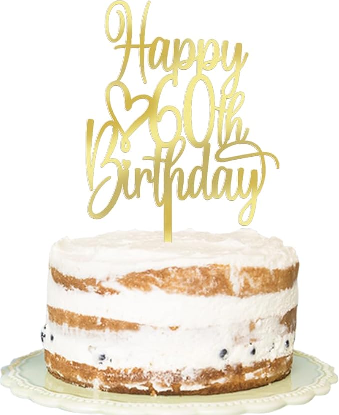 Acrylic Happy 60th Birthday Cake Topper - Cheers to 60 Years Cake Topper, 60 & Fabulous Cake Decoration for Hello 60th Birthday Anniversary Party Cake Decorations Supplies