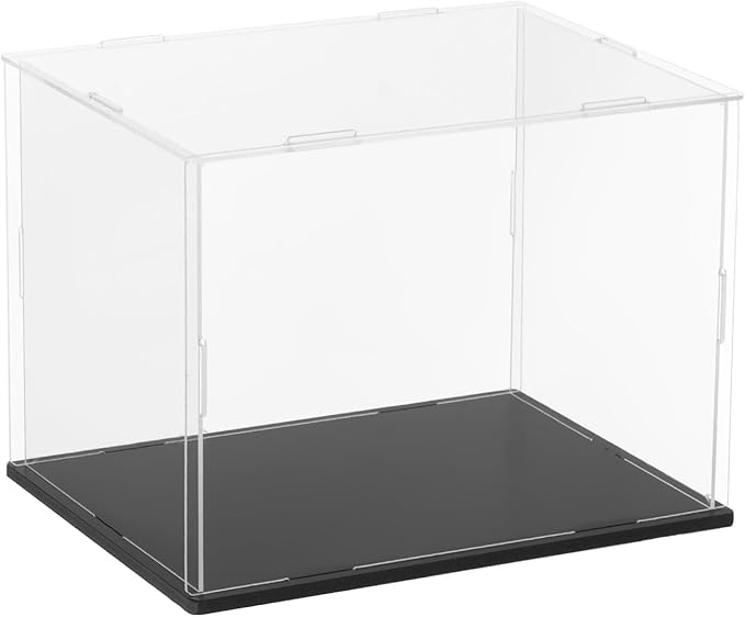 uxcell Acrylic Clear Display Case for Collectibles Self-Assemble Display Boxes with Black Base Dustproof Countertop Storage Box for Collectibles Action Figures, 7.9 x 5.9 x 5.9 Inch