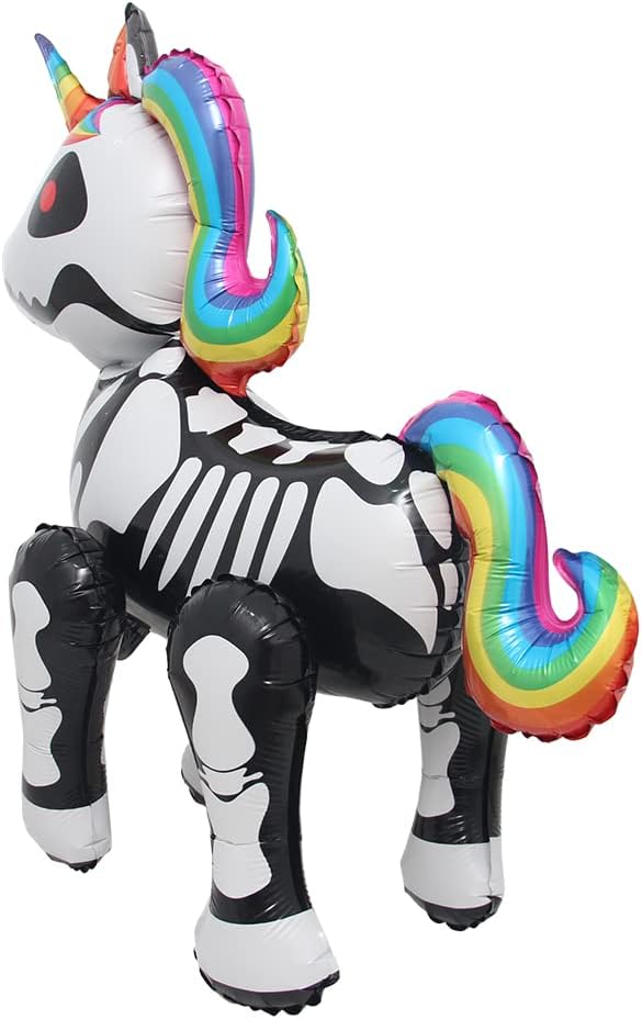 4D Walking Balloons Animal Foil Balloon Lion Panda Alpaca Cow Horse hippo leopard Ballon Jungle Forest Zoo Theme Baby Shower Birthday Party Supplies (4D Skeleton Horse)