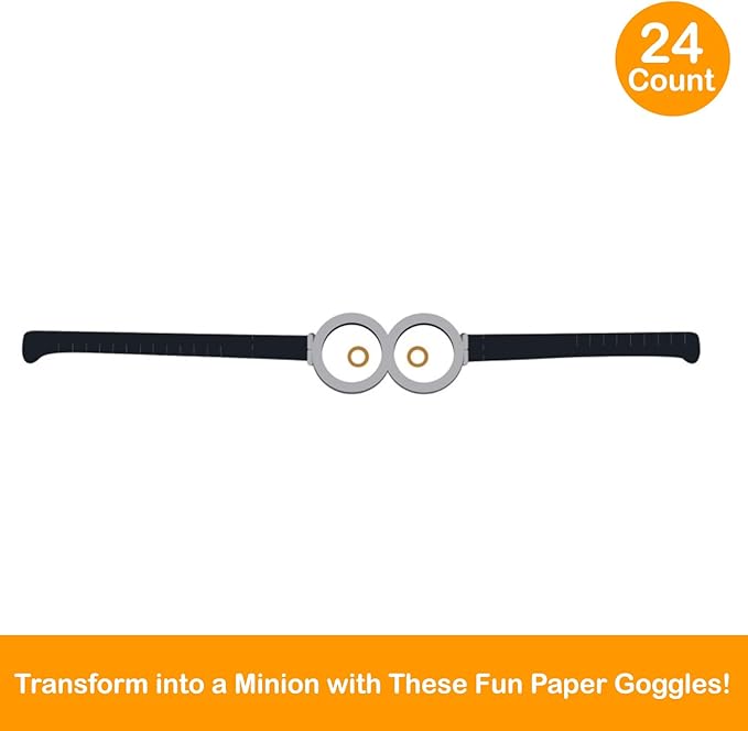 Unique Despicable Me Paper Goggles 24ct Minion-Themed Party Accessories | Despicable Me Birthday Party Supplies for Kids