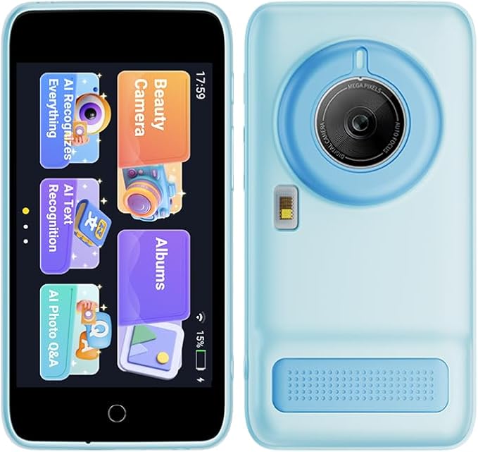 Kids WiFi AI Camera with 11 AI Roles & Photo Recognition, 5MP Digital Camera for Kids, 3.97" IPS Screen, Educational Learning Toy, Christmas Birthday Gifts for Boys Girls Ages 3-12（Blue）