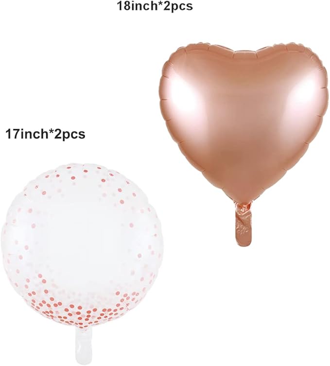 Crown Balloons Pack Of 5 Foil Mylar Helium Balloons For Quinceanera Party Decorations in Rose Gold, Clear Rose Gold Dot