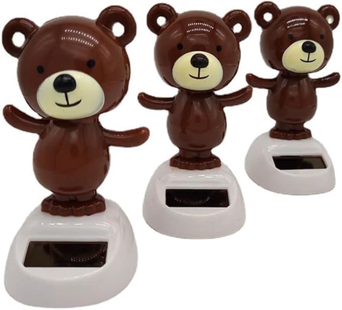 1Pc Brown Solar Dancing Bear Decor,Bobbling Head Bear Decors,Solar Powered Dancing Figurine Car Dashboard Decor,Shaking Head Dolls Solar Power Kits,Learning and Education