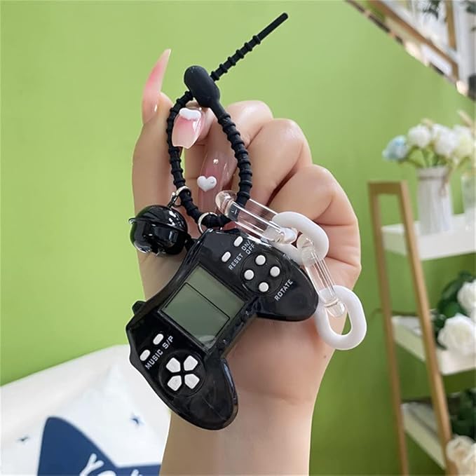 Pendant Retro Classic Game Console Keychain Playable Electronic Miniature Handheld Mini Games Machine with Keychain Ring Gift (PP)