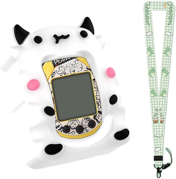 Case for Tamagotchi Nano with Lanyard – Cute Cartoon Silicone Protective Cover for Kids, Soft & Shockproof Shell for Tamagotchi Virtual Pet Keychain, Anti-Drop Holder Accessory (White)