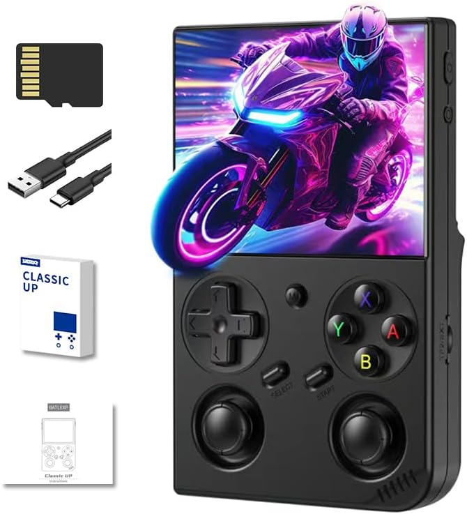 Classic up Retro Handheld Game Consoles with Linux 64GB Card 4353 Games 3.5-inch IPS 3200mAh Battery Support 30+ Simulators WiFi Bluetooth HD Output Gift for Teen or Partner -Black