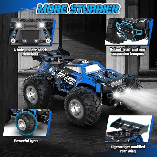 Remote Control Car, All-terrain Remote Control Truck for Boys 8-12, Headlight, Dual Motors, 1:20, 10KM/H, 2.4GHZ, Speed-friendly, Sturdy, Rechargeable RC Cars for Christmas, Beginner, Kids 6+