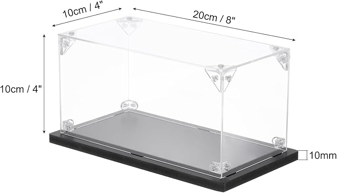 MECCANIXITY Acrylic Display Case, 4''x8''x4'' Clear Display Box Assemble Dustproof Display Box Storage Organizer for Collectibles Action Figures