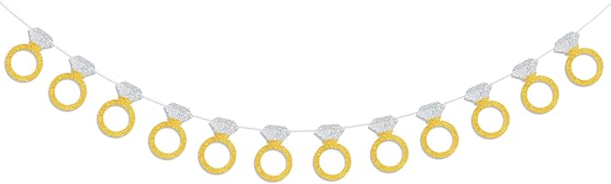 Diamond Ring Banner Engagement Banner Bachelorette Party Banner Decoration Glittery Gold and Silver Diamond Ring Garland for Bachelorette Party, Engagement, Bride to Be, Bridal Shower, Wedding Decorations