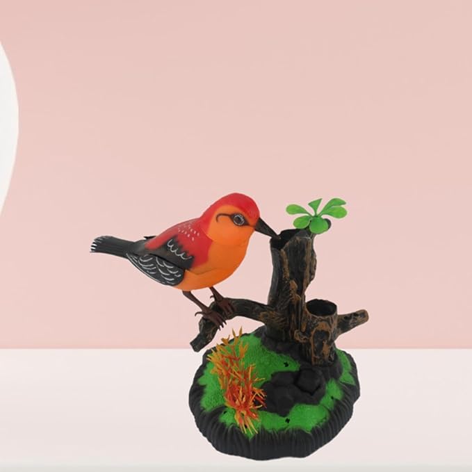 Electronic Bird Toy Realistic Kids Birthday Gifts,Voice Controlled Electric Animal Pets Simulation for Room Office Decoration