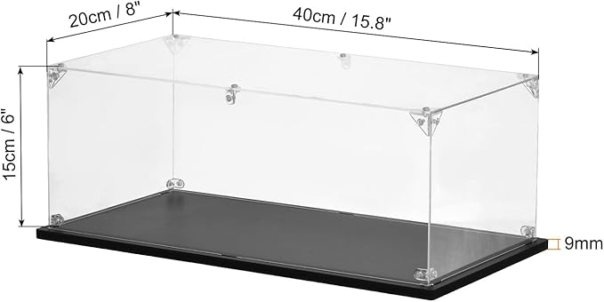 MECCANIXITY Acrylic Display Case, 15.8"x8"x6" Clear Display Box Assemble Dustproof Storage Organizer Showcase for Collectibles Action Figures