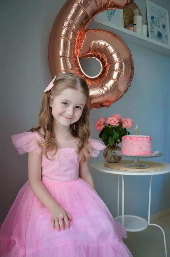 Number 6 Balloon 40 Inch, 6 7 Six Seven Birthday Decorations, 6th Birthday Balloon for Men Women, Rose Gold 16 60 61 65 Numbers Balloons Graduations Anniversary Supplies