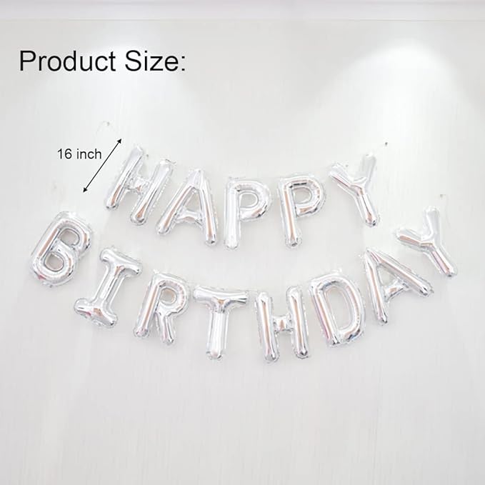 Happy Birthday Balloon Banner 40 inch 21 or 12 Balloon Number 16 Inch Happy Birthday Letters Balloons Silver Foil Mylar Balloons for 21st 12th Birthday Decorations Party Supplies