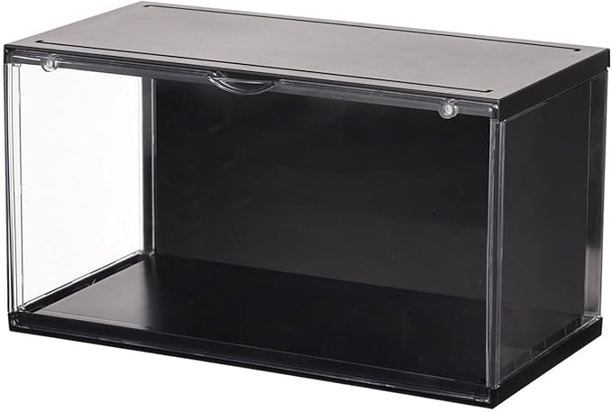 Clear Display Cases for Collectibles - Dustproof Display Cabinet with Removable Backdrop, DIY Scene Setup for Action Figures & Model Collections (Black)