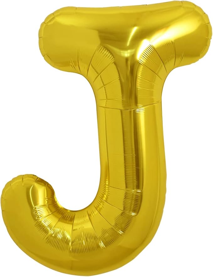 TONIFUL 40 Inch Large Gold Letter J Balloons, Foil Mylar Big Balloons for Birthday Party Anniversary Decorations