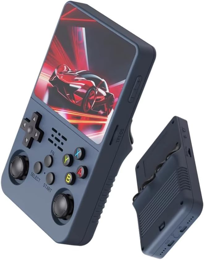 R36s-Retro Handheld Game Console with 128G 3.5 Inch IPS Screen Built-in 20000+ Classic Games Open Source Linux System Portable Pocket Video Player with 3200mah Battery (Gray)