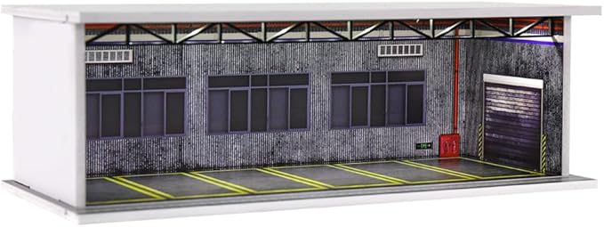 1/64 Scale Hot die-cast Wheels Model car scenarios Display case with LED Light and Acrylic Cover, Scenes Parking lot Diorama Storage Garage Box with 6 Parking Spaces (Factory)