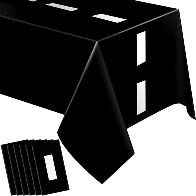 Irenare 6 Sheets Car Birthday Party Supplies Racing Party Decorations Road Tablecloth Racetrack Table Runner Table Covers for Car Theme Birthday, 54 x 108 Inch, Black