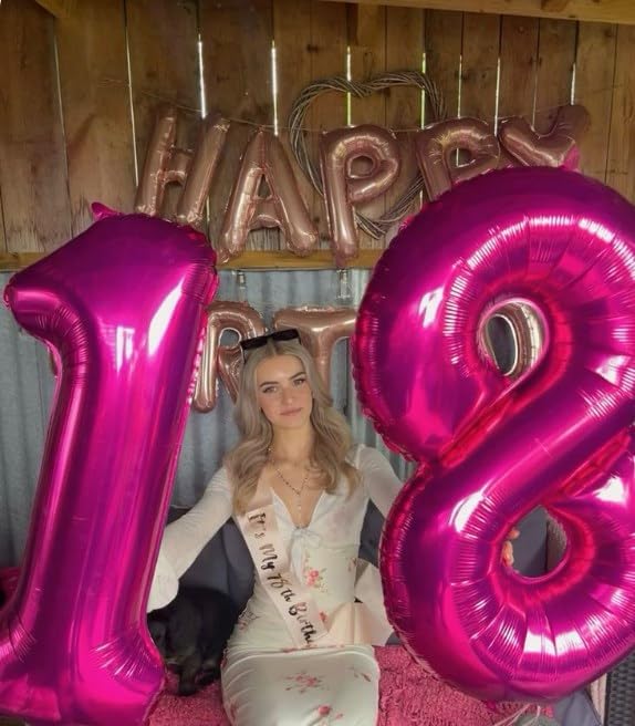 40 Inch Hot Pink 1 Number Balloon, 1 Number Balloons Birthday Decorations for Girl Kids Toddler Baby, Giant Number 1 Balloon