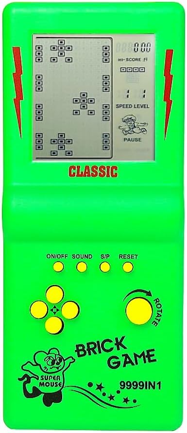 3.5-inch Large Screen Retro Brick Game Console for The 80s/90s Building Block Racing/Tank Game Built-in 23 Classic Games Nostalgic Puzzle Children's Console (Green)