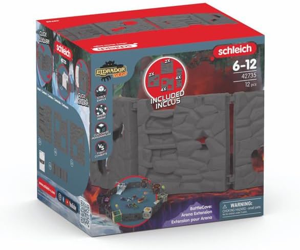 Schleich Eldrador Creatures - 12 PC BattleCave Arena Extension Playset - Includes 12 Walls to Build Your BattleCave Fortress | 42735