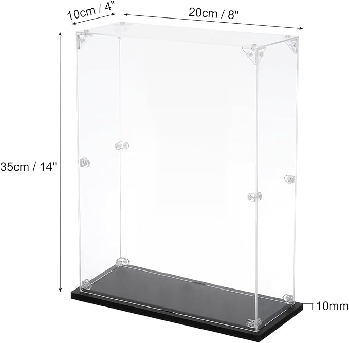 MECCANIXITY Acrylic Display Case, 4''x8''x14'' Clear Display Box Assemble Dustproof Display Box Storage Organizer for Collectibles Action Figures