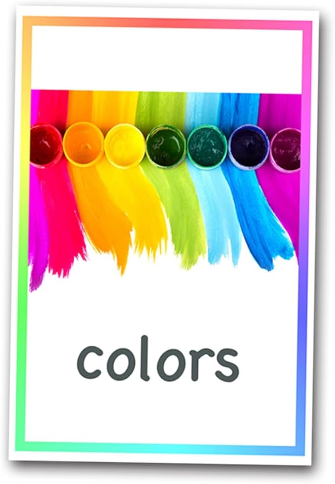 12 Sheets Color Words Flash Cards English Letters Learning Cards for Early Educational Literacy Fun Game to Develop Memory and Cognitive Skills