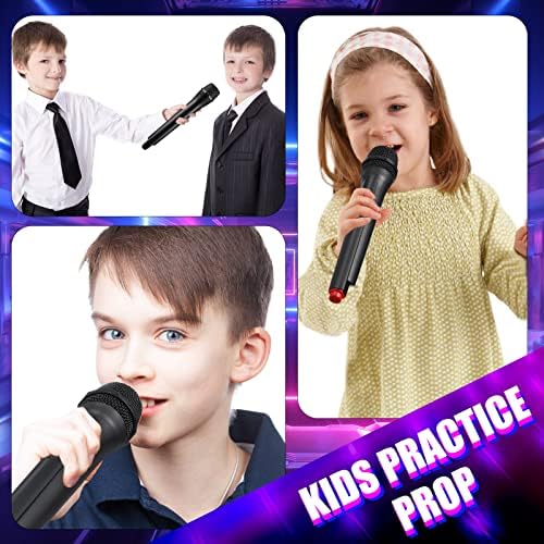 Sanwuta 12 Pcs Fake Microphone Prop Toy Plastic Microphone Prop Halloween Play Pretend Toy for Karaoke Costume Cosplay Reporter Stage Birthday Party Favors, 10.4 in