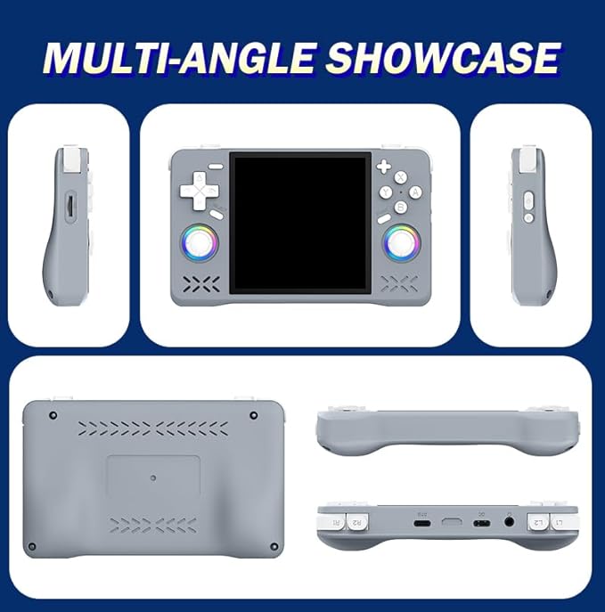New Retro Handheld Game Console,4-inch IPS Screen with Storage Bag,Built-in 128G with 22000 Games,Linux System,Portable Pocket Mini Arcade (Gray,128g)