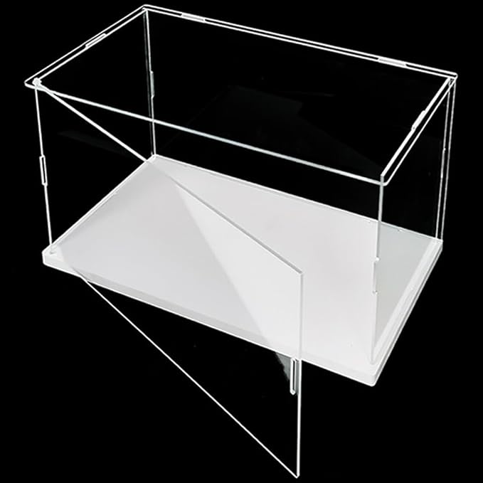 Clear Acrylic Display Case, Self-Assembly Acrylic Box with Transparent Side Door and White Thick Base, Dustproof Protection Showcase Organizer for Collectible Doll Toy Model (50X30X40cm/20X12X16inch)