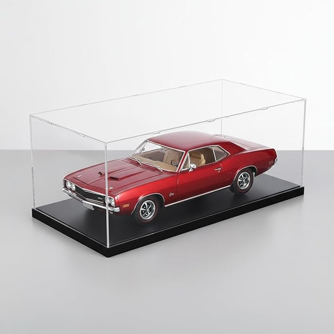 Clear Acrylic Display Case, Assemble Cube Display Box Stand with Black Base, Dustproof Protection Showcase for Collectibles Memorabilia Figurines (8*4*4inch;20*10*H10cm)