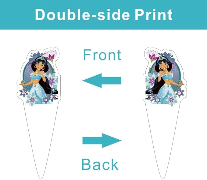 25Pcs Princess Jasmine Cake Decorations with 24pcs Cupcake Toppers 1pcs Cake Topper for Girls Birthday Party Supplies