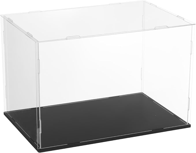 uxcell Acrylic Clear Display Case for Collectibles Self-Assemble Display Boxes with Black Base Dustproof Countertop Storage Box for Collectibles Action Figures, 11.8 x 7.9 x 7.9 Inch
