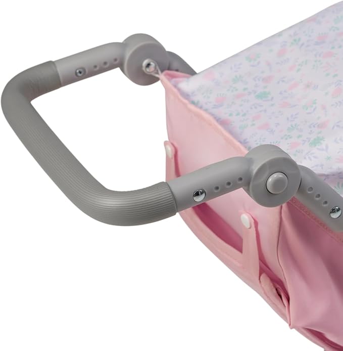 JC Toys - Berenguer Boutique | Fashionable Stroller with Canopy and Storage | Simple Folding |Pink Floral Collection | for Dolls up to 18" | Ages 3+